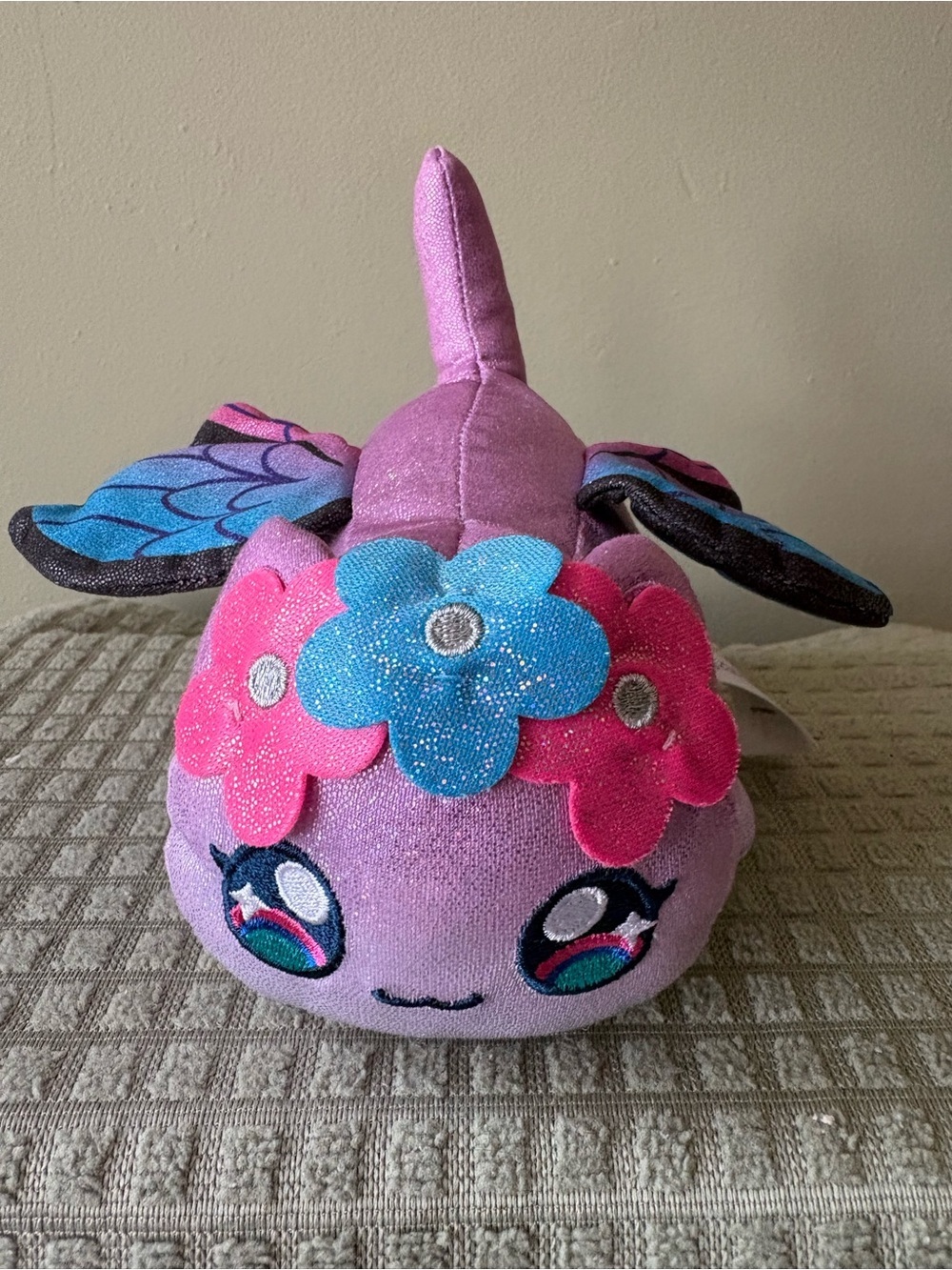 Aphmau meemeows Sparkle Purple fairy Cat Plush Toy with Blue & Pink Wings